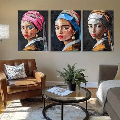 3pcs Contemporary Art Portrait of a Girl Perfect Wall Art Canvas Unframed - High Quality Print 100% Australian Made Wall Canvas