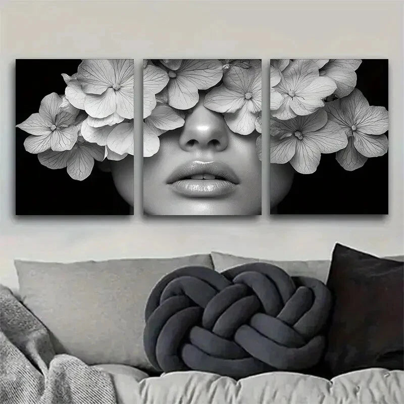 3pcs Hibiscus Flowers & Ocean View Perfect Wall Art Set Canvas Framed 40x60cm - High Quality Print 100% Australian Made Wall Canvas Ready to Hang