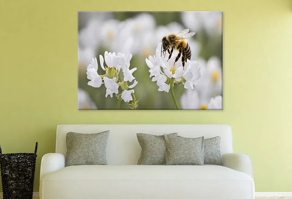 Elegant Bees Scooping Flowers  Wall Art Decor 100% Australian Made