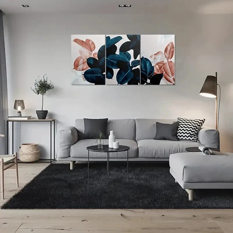 3pcs Modern Abstract Leaf Botanical Metal Print Ready to Hang Art