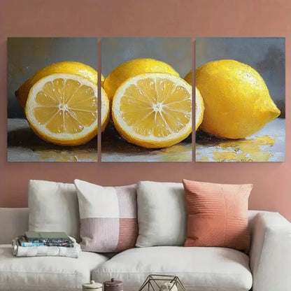 3pcs Lemon Slices Décor Delicious Perfect Wall Art Set Canvas Framed 40x60cm - High Quality Print 100% Australian Made Wall Canvas Ready to Hang