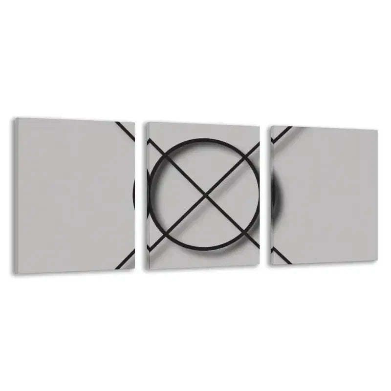 3pcs Abstract Geometric Design Black & White Wall Art Set Canvas Framed 50x70cm - High Quality Print 100% Australian Made Wall Canvas Ready to Hang