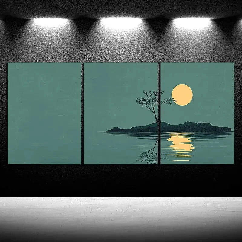 3pcs Reflection of Trees Watercolor Style Metal Print Ready to Hang Art