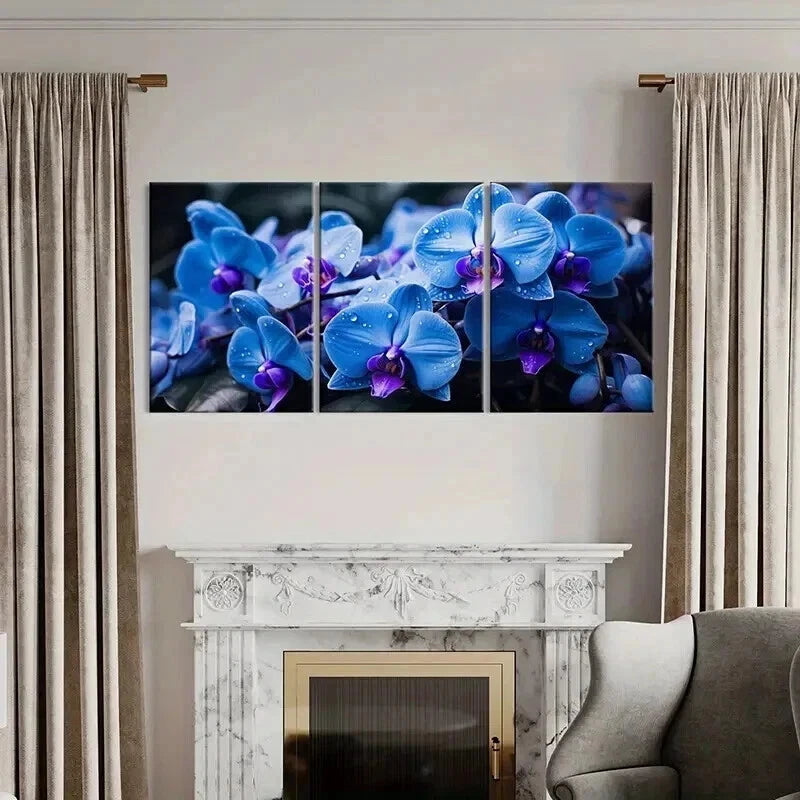 3pcs Dewy Flowers Modern Decoration Wall Art Set Canvas Framed 40x60cm - High Quality Print 100% Australian Made Wall Canvas Ready to Hang