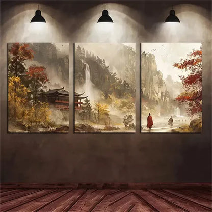 3pcs Chinese Traditional Painting Canvas Framed 60x90cm - High Quality Print 100% Australian Made Wall Canvas Ready to Hang