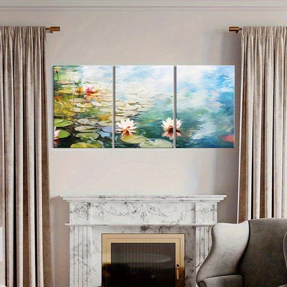 3pcs Featuring Vintage Lily Ponds And Flowers Metal Print Ready to Hang Art