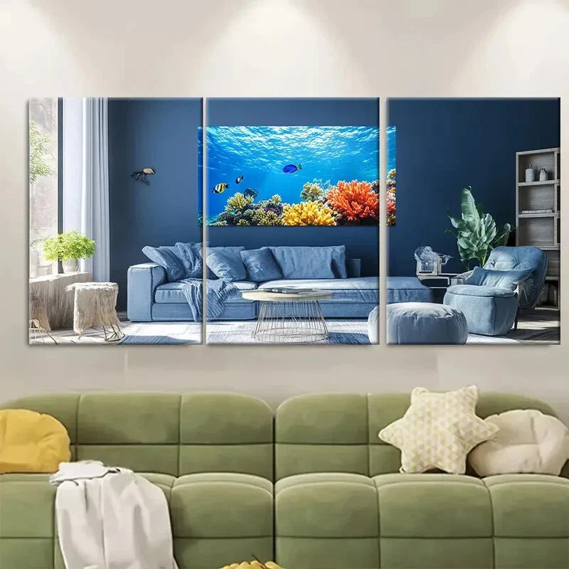 3pcs Red Sea Scuba Indian Ocean Metal Print Ready to Hang Art