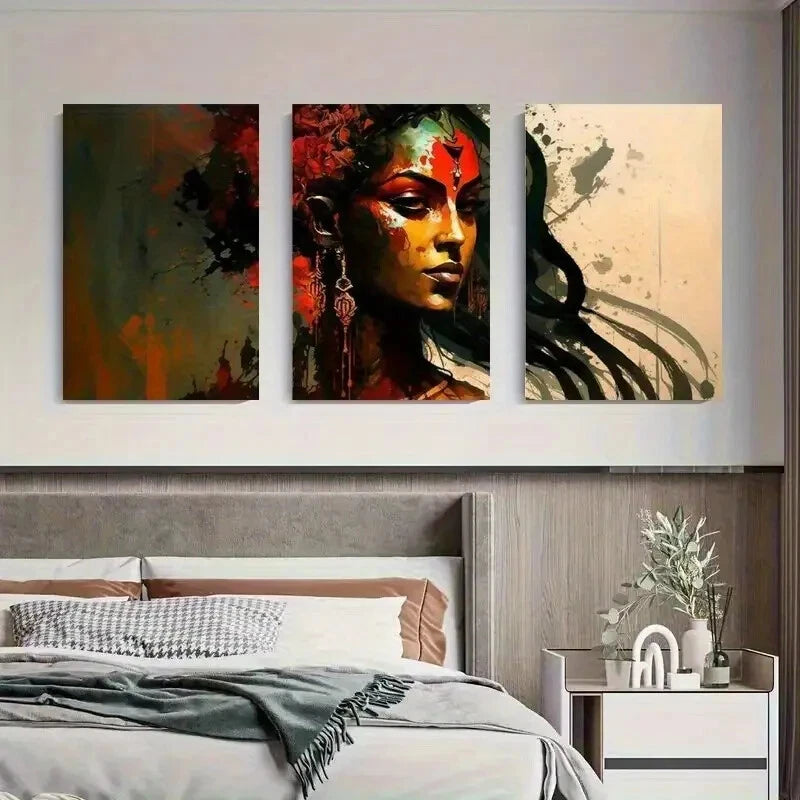 3pcs Abstract Woman Modern Vibrant Perfect Wall Art Set Canvas Framed 40x60cm - High Quality Print 100% Australian Made Wall Canvas Ready to Hang