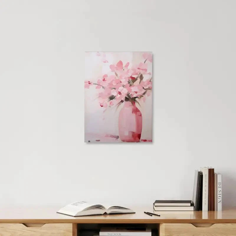 Beautiful Showcasing Pink Abstract Floral Painting 40x60cm Metal Print Ready to Hang