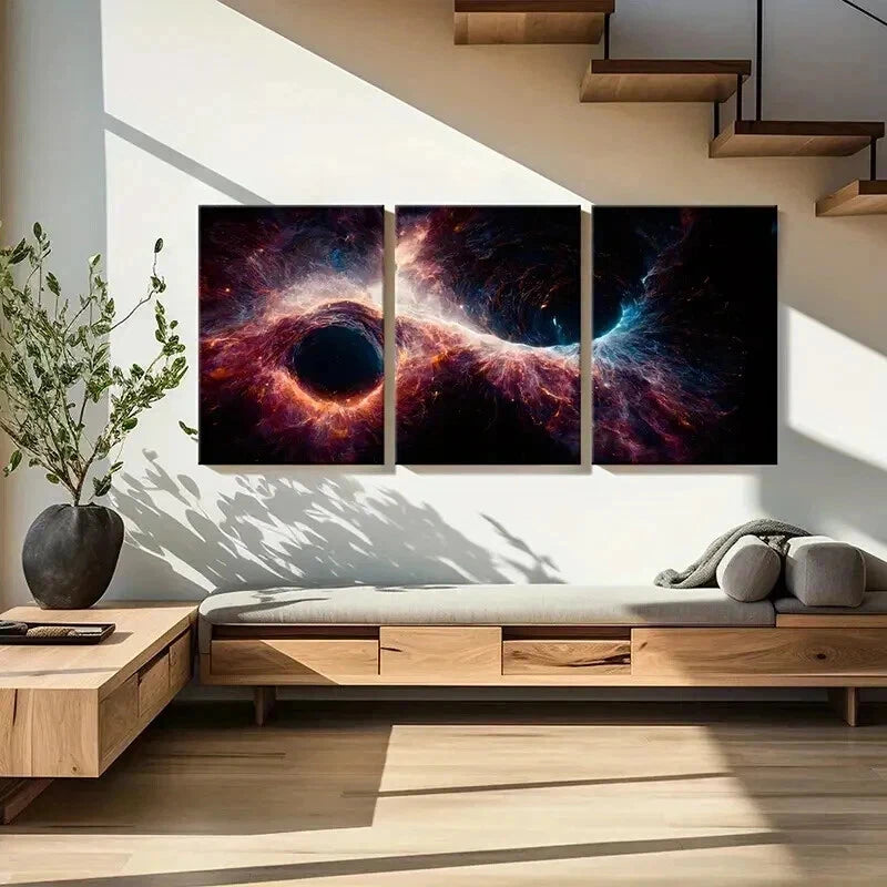 3pcs Cosmic Nebula Vibrant Space-Themed Wall Art Set Canvas Framed 40x60cm - High Quality Print 100% Australian Made Wall Canvas Ready to Hang