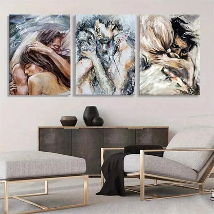 3pcs Romantic Love Embrace Soft Perfect Wall Art Set Canvas Framed 40x60cm - High Quality Print 100% Australian Made Wall Canvas Ready to Hang