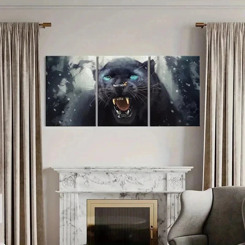 3pcs Leopard Panther Art Painting Wall Art Set Canvas Framed 40x60cm - High Quality Print 100% Australian Made Wall Canvas Ready to Hang