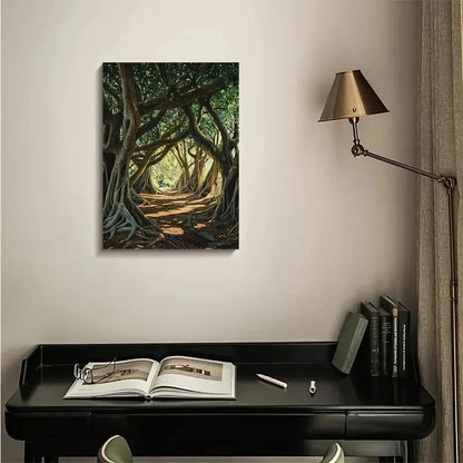 Flourishing Banyan Forest Painting 40x60cm Metal Print Ready to Hang