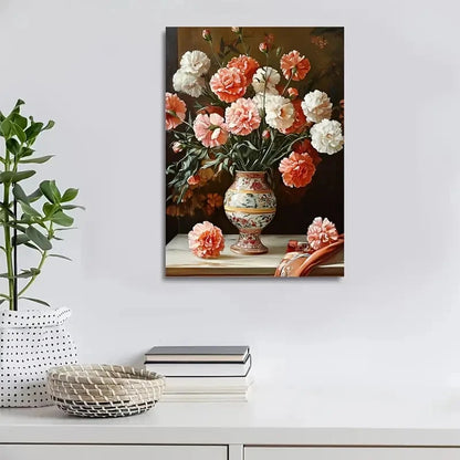 Traditional Pink & Peach Colorful Painting 40x60cm Metal Print Ready to Hang