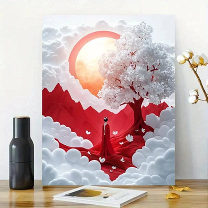 Young Japanese Woman Stands in Front of an Enormous  40x60cm Metal Print Ready to Hang