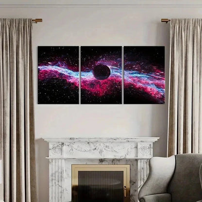3pcs Vibrant Planet & Nebula Posters Wall Art Set Canvas Framed 40x60cm - High Quality Print 100% Australian Made Wall Canvas Ready to Hang