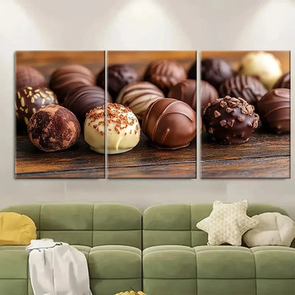3pcs Candies and Truffles Photography Metal Print Ready to Hang Art