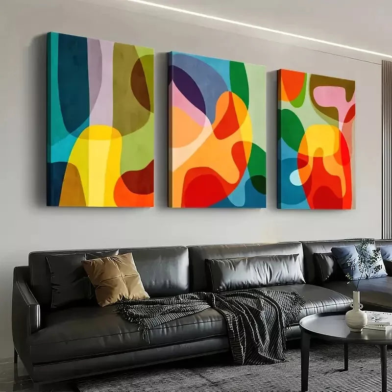 3pcs Modern Fashion Abstract Irregular Graphic Wall Art Set Canvas Framed 50x70cm - High Quality Print 100% Australian Made Wall Canvas Ready to Hang - Bella Home Decor