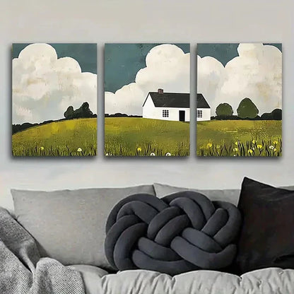 3pcs Countryside Cottage Art Print Wall Art Set Canvas Unframed - High Quality Print 100% Australian Made Wall Canvas - Bella Home Decor