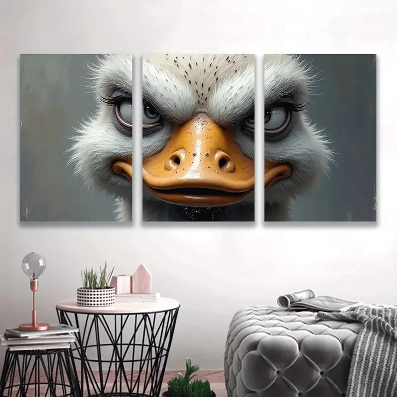 3pcs Closure of Ostrich Painting Wall Art Set Canvas Framed 50x70cm - High Quality Print 100% Australian Made Wall Canvas Ready to Hang