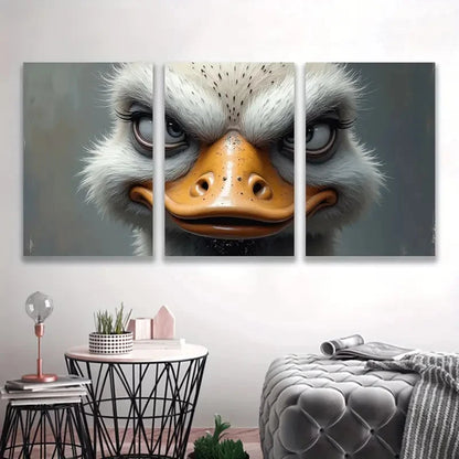 3pcs Closure of Ostrich Painting Wall Art Set Canvas Framed 50x70cm - High Quality Print 100% Australian Made Wall Canvas Ready to Hang