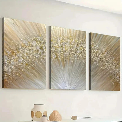 3pcs Golden Abstract Light Line Decor Wall Art Set Canvas Framed 40x60cm - High Quality Print 100% Australian Made Wall Canvas Ready to Hang