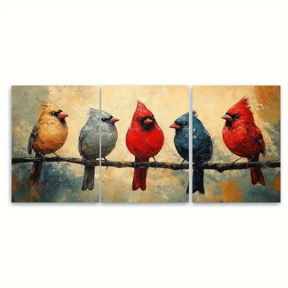 3pcs Red BirdS Canvas I Wall Art Set Canvas Framed 50x70cm - High Quality Print 100% Australian Made Wall Canvas Ready to Hang