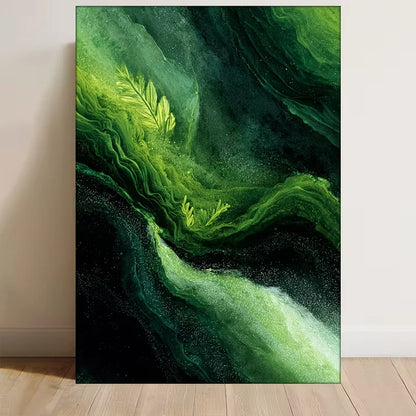 Abstract Green Emerald & Dark Green Swirls Metal Print Ready to Hang