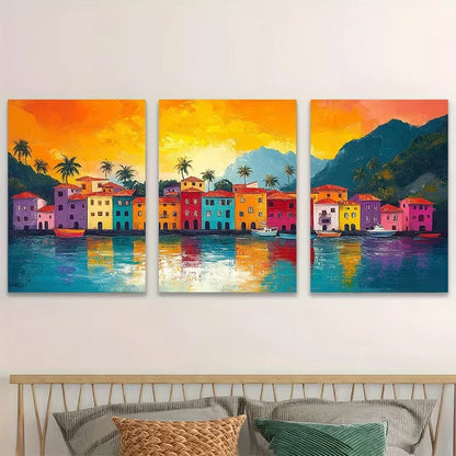 3pcs Vibrant Colorful Rio de Janeiro Metal Print Ready to Hang Art