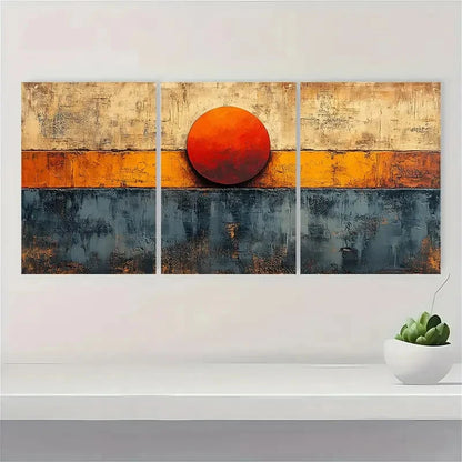 3pcs Beige and Brown Abstract Painting Metal Print Ready to Hang Art