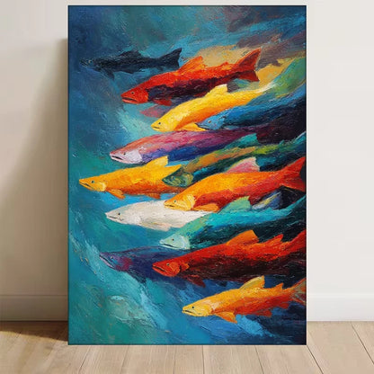 Vibrant School of Fish Metal Print Ready to Hang