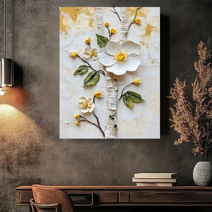 Beautiful Modern Vintage Floral Spring Bloom Painting 40x60cm Metal Print Ready to Hang