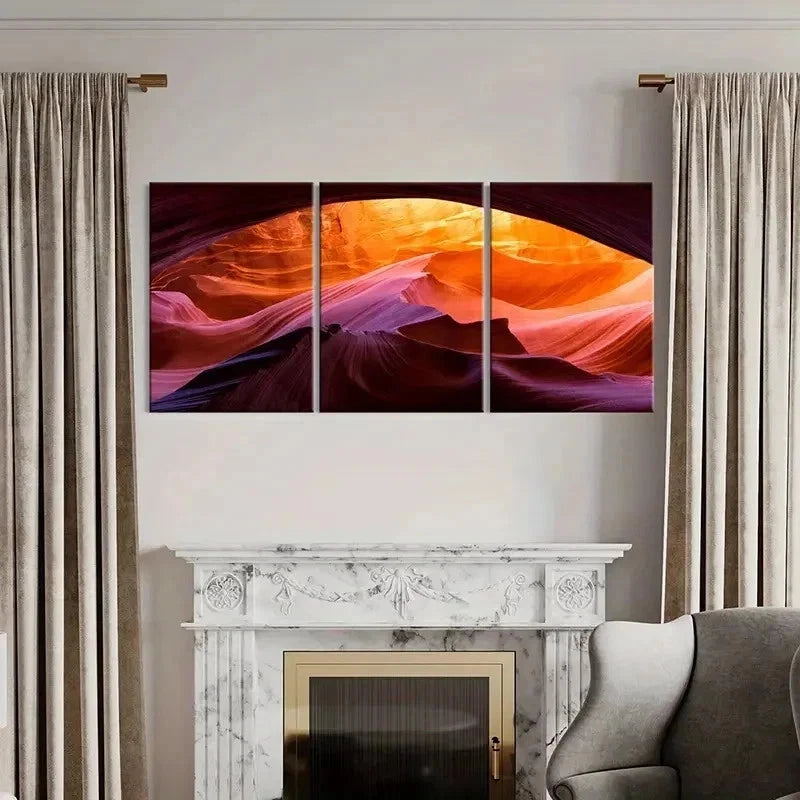 3pcs Spectacular Antelope Canyon Modern Wall Art Set Canvas Framed 40x60cm - High Quality Print 100% Australian Made Wall Canvas Ready to Hang