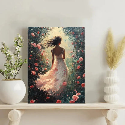 Enchanted Rose Garden Princess Painting 40x60cm Metal Print Ready to Hang
