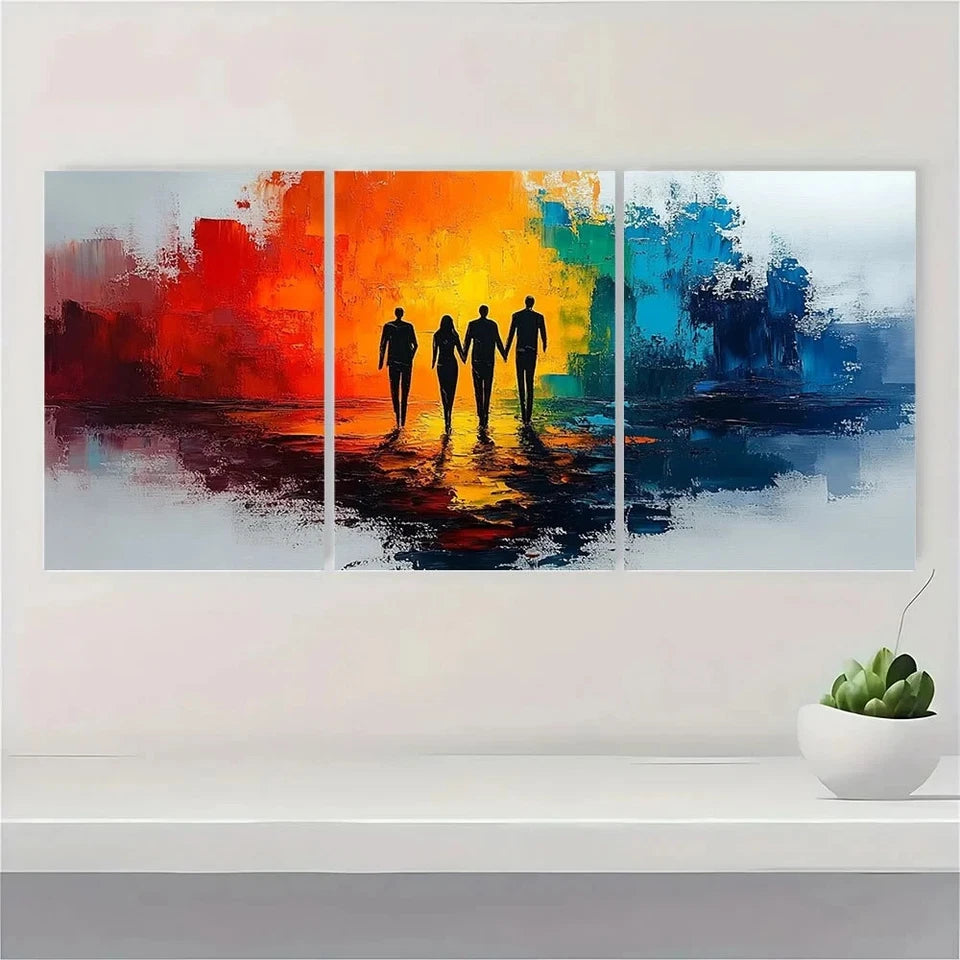 3pcs Abstract Human Figures Modern Abstract Metal Print Ready to Hang Art