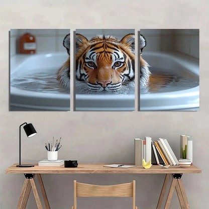 3pcs Playful Funny Tiger Humorous Metal Print Ready to Hang Art