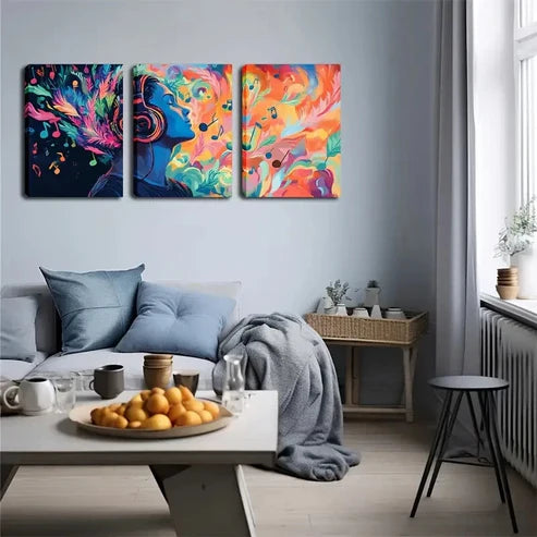 3pcs Warm Orange-Pink Notes Wall Art Set Canvas Unframed - High Quality Print 100% Australian Made Wall Canvas