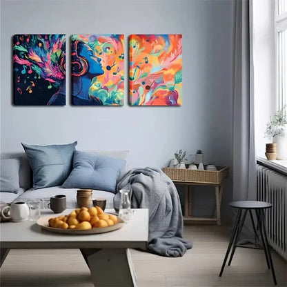 3pcs Warm Orange-Pink Notes Wall Art Set Canvas Unframed - High Quality Print 100% Australian Made Wall Canvas