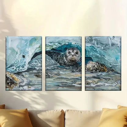 3pcs Ice Cave for Seals Wall Art Set Canvas Unframed – High Quality Print 100% Australian Made Wall Canvas