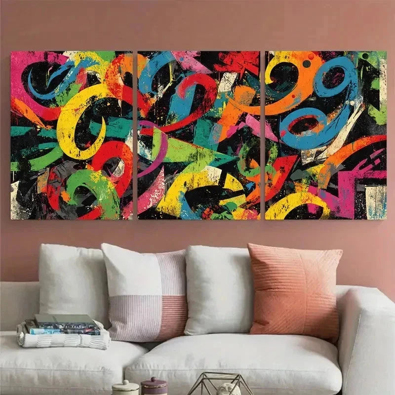 3pcs Artwork Graffiti Abstract Street Perfect Wall Art Set Canvas Framed 40x60cm - High Quality Print 100% Australian Made Wall Canvas Ready to Hang