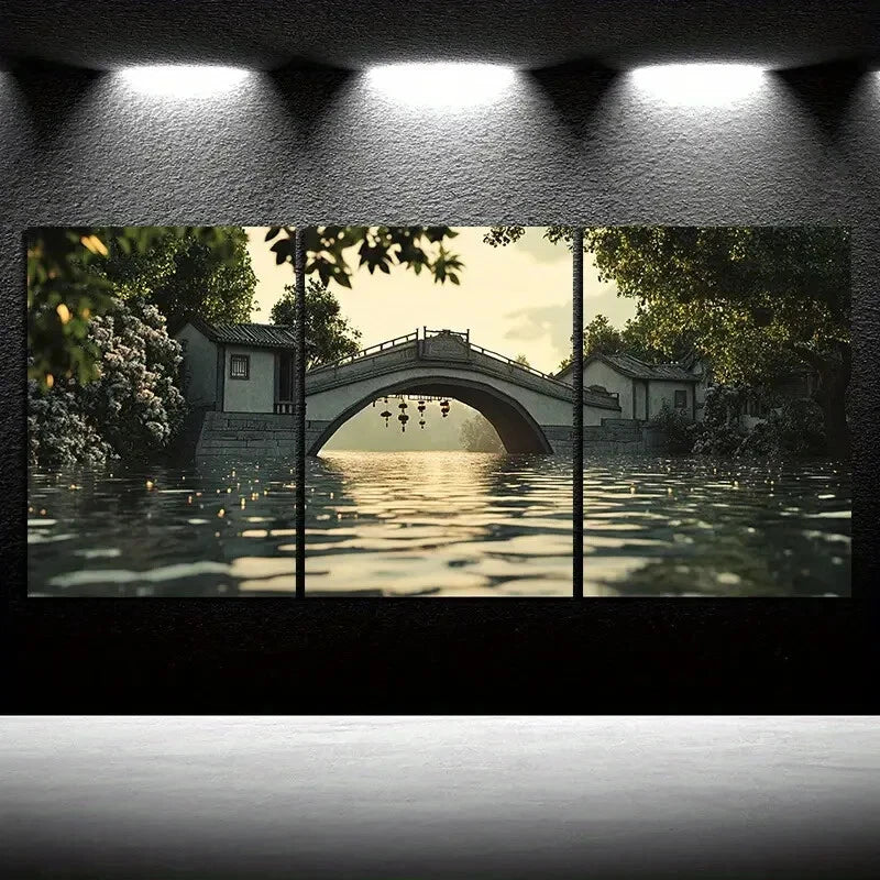 3pcs Beautiful Estate Modern Painting Metal Print Ready to Hang Art