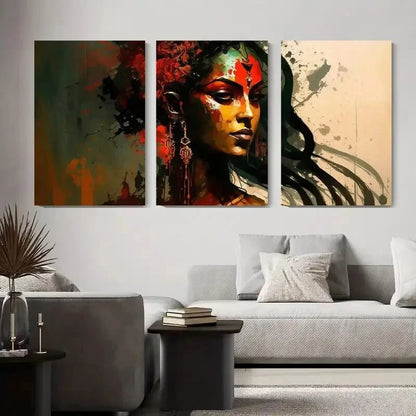 3pcs Abstract Woman Modern Vibrant Perfect Wall Art Set Canvas Framed 40x60cm - High Quality Print 100% Australian Made Wall Canvas Ready to Hang