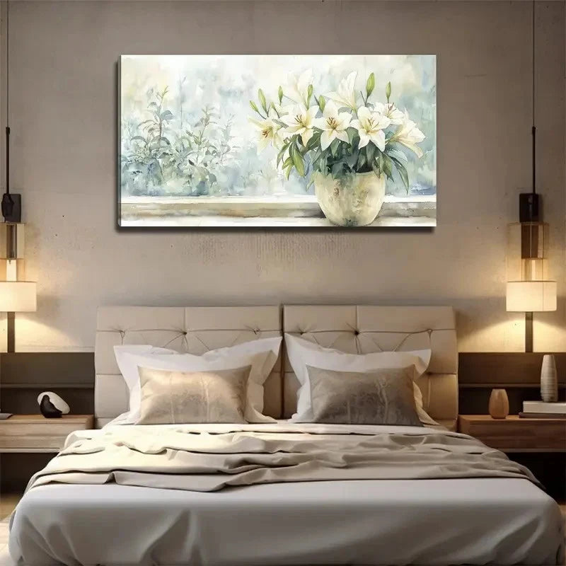 Elegant Minimalist Floral Wall Art Canvas Office Home Room Framed 120x60cm