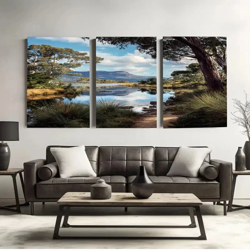 3pcs Tasmania Wilderness Reserve Australia Wall Art Set Canvas Framed 60x90cm - High Quality Print 100% Australian Made Wall Canvas Ready to Hang