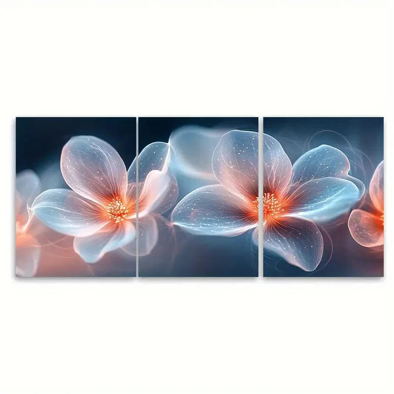 3pcs White Flower Petals Abstract R Wall Art Set Canvas Framed 60x90cm - High Quality Print 100% Australian Made Wall Canvas Ready to Hang