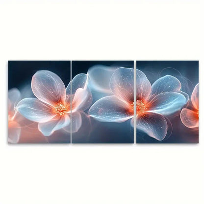 3pcs White Flower Petals Abstract R Wall Art Set Canvas Framed 60x90cm - High Quality Print 100% Australian Made Wall Canvas Ready to Hang