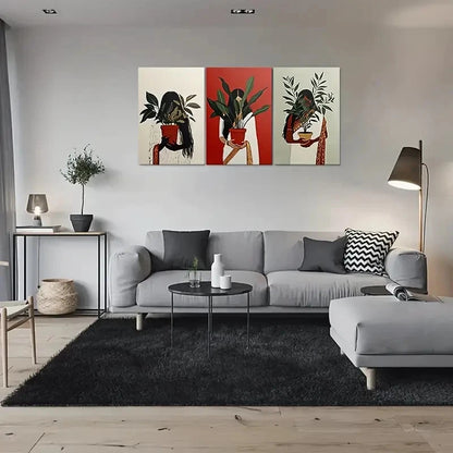 3pcs Minimalist Plant Silhouette Metal Print Ready to Hang Art