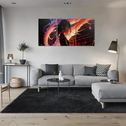 3pcs Golden Hues Japanese Style Metal Print Ready to Hang Art