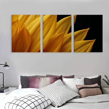 3pcs Golden Sunflower Petals Against Dark Sky  Wall Art Set Canvas Framed 60x90cm - High Quality Print 100% Australian Made Wall Canvas Ready to Hang