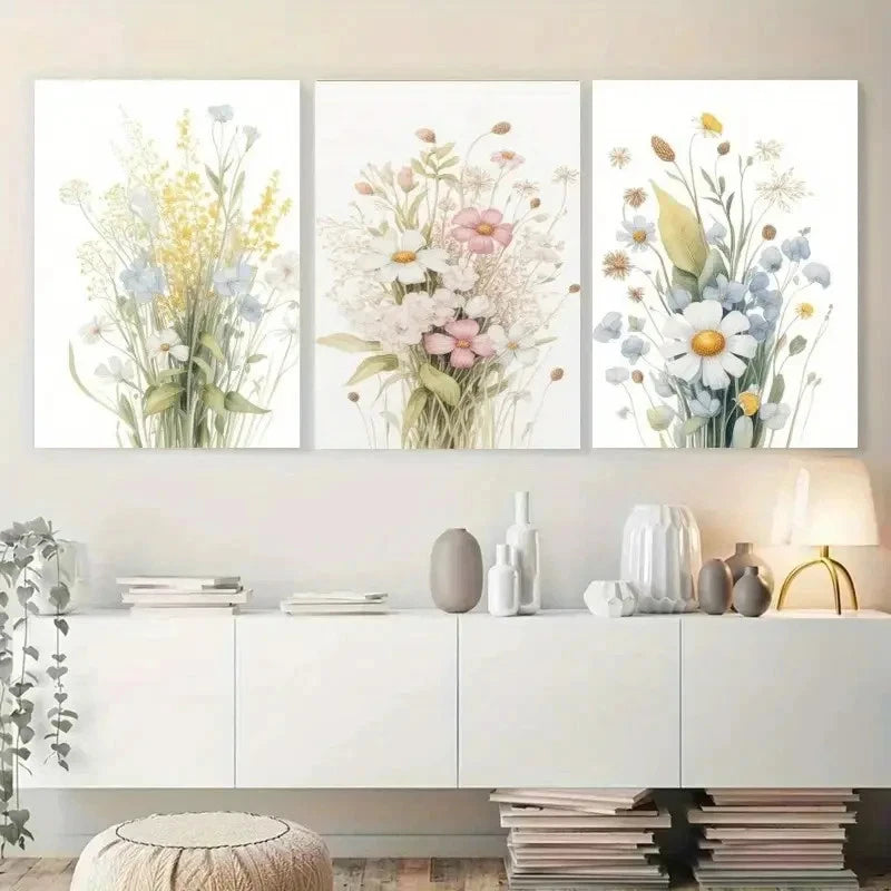3pcs Wildflower Botanical Decor Metal Print Ready to Hang Art
